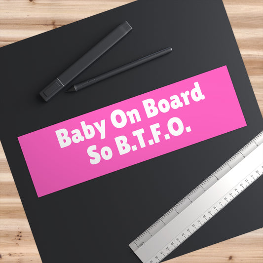 Baby On Board - PinkWhite -  Bumper Sticker