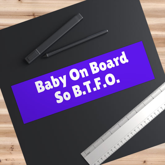 Baby On Board - PurpleWhite -  Bumper Sticker