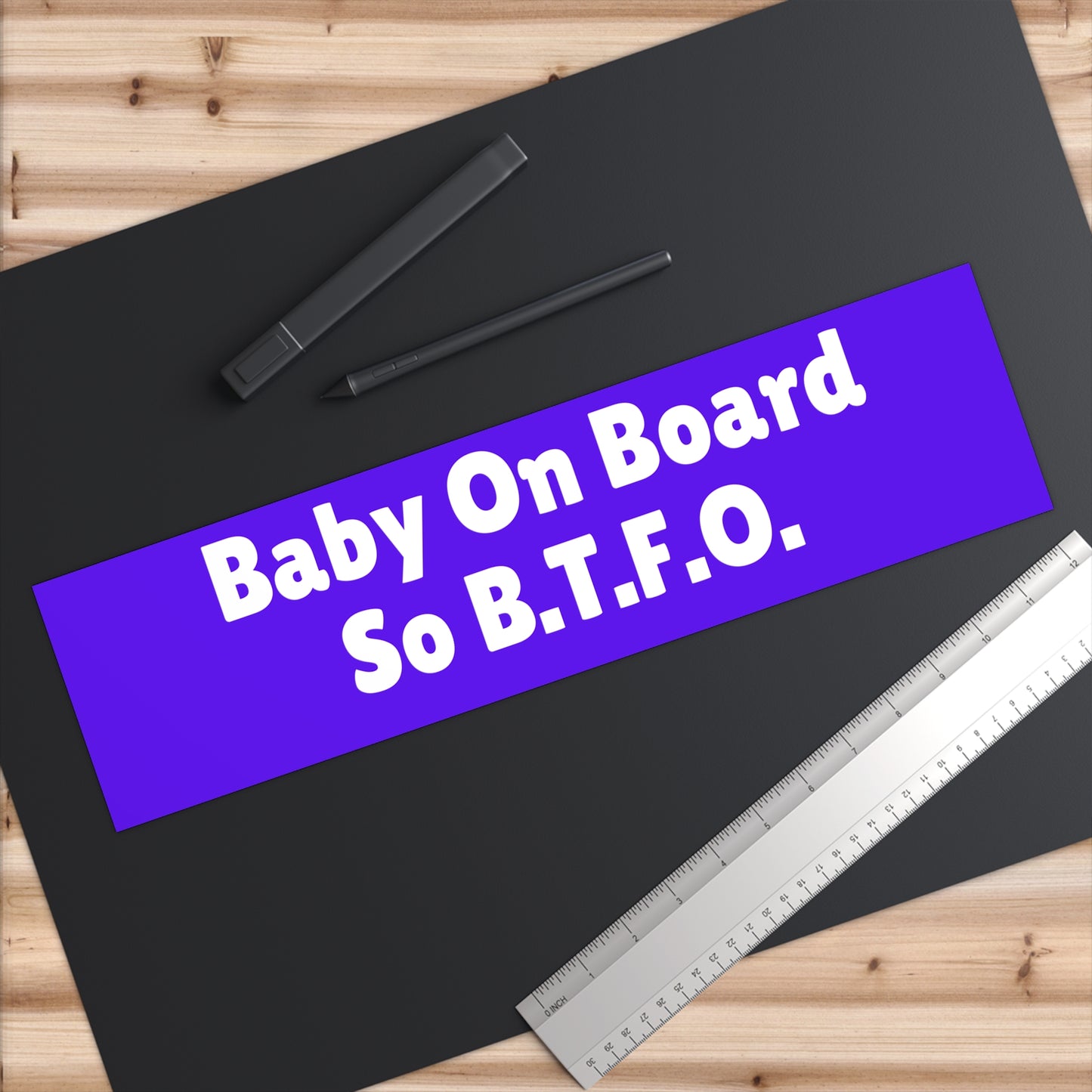 Baby On Board - PurpleWhite -  Bumper Sticker