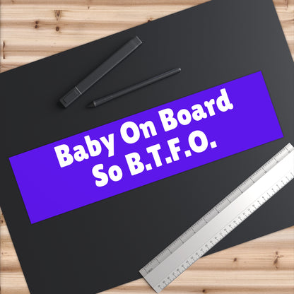 Baby On Board - PurpleWhite -  Bumper Sticker